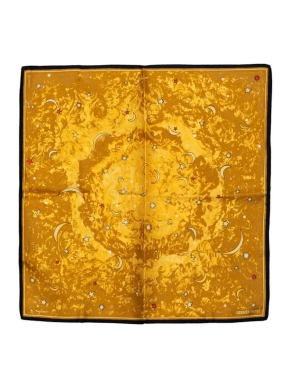 Hermes Carre 45 Petit L'annee Des Etoiles Age of Stars Scarf Brown Black